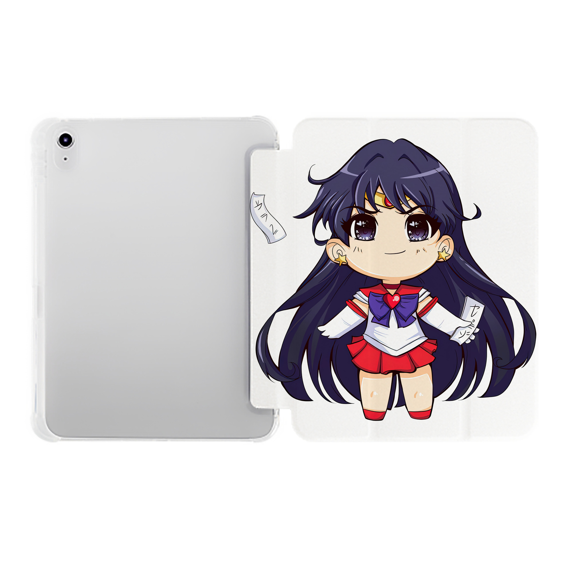 （画像用） 美少女戦士セーラームーン 火野レイ ひの レイ Sailor Moon Hino Rei （セーラーマーズ,Sailor Mars） IPad ケース ペン収納付き 三つ折りスタンド PUレザー×シリコン 対応機種9.5/10.5/10.9インチ